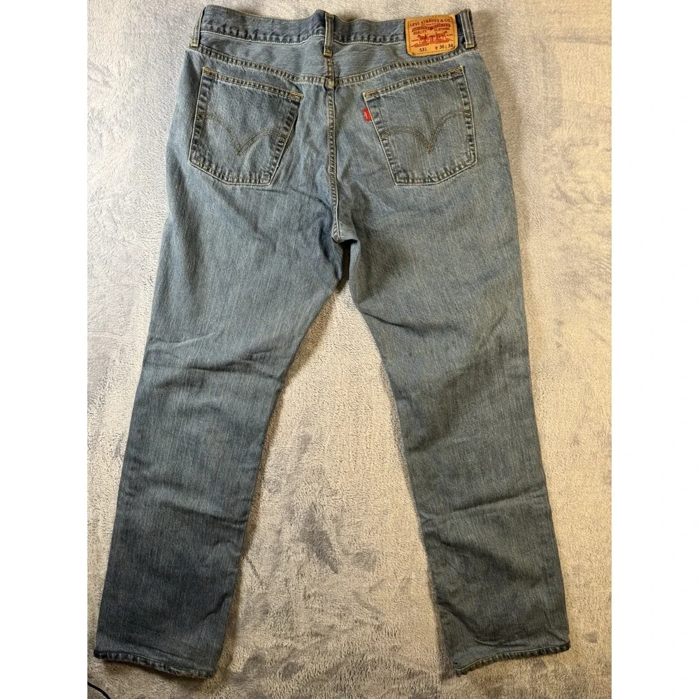 Levis 531 Athletic Slim Jeans Mens 36x34 Blue Stretch Denim Tapered 531-0009
